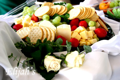 Elijah's Catering San Diego - Cheese and Cracker Platter with a Fresh Fruit Garnish